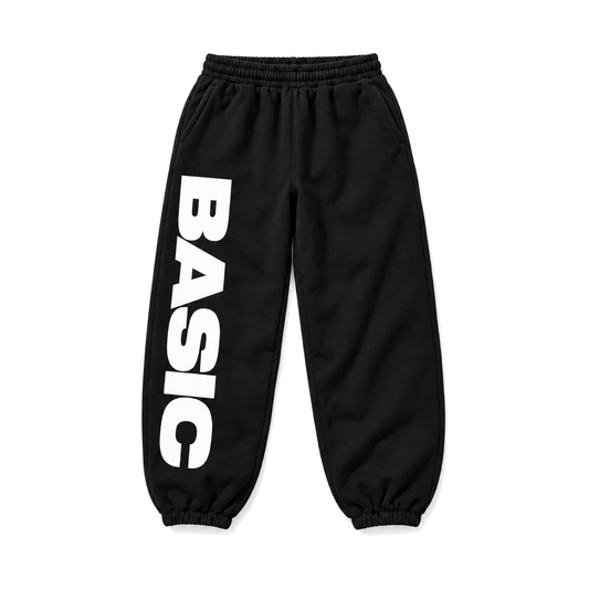 BASIC sweatpants in black with white leg logo