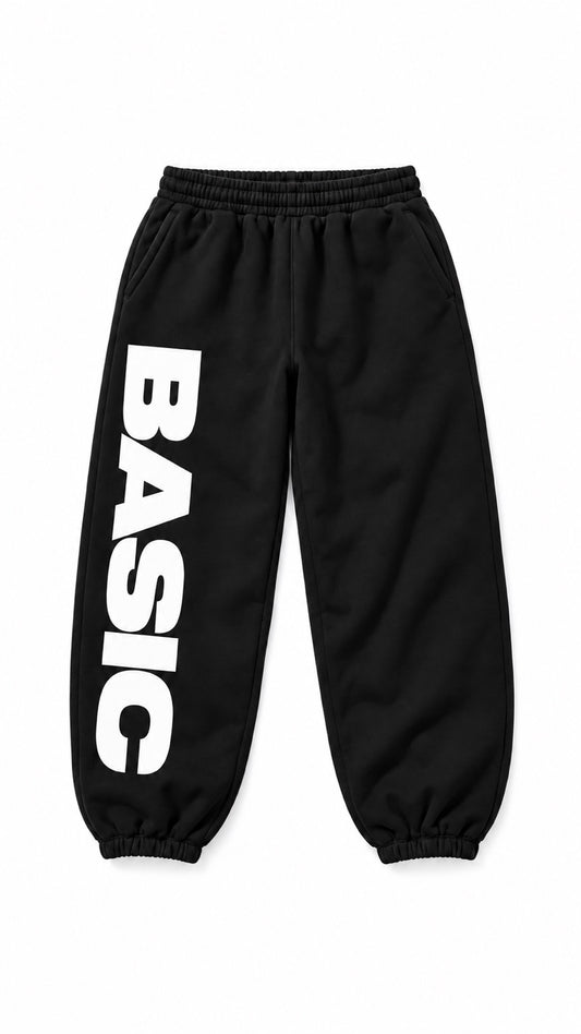 BASIC sweatpants in black with white leg logo